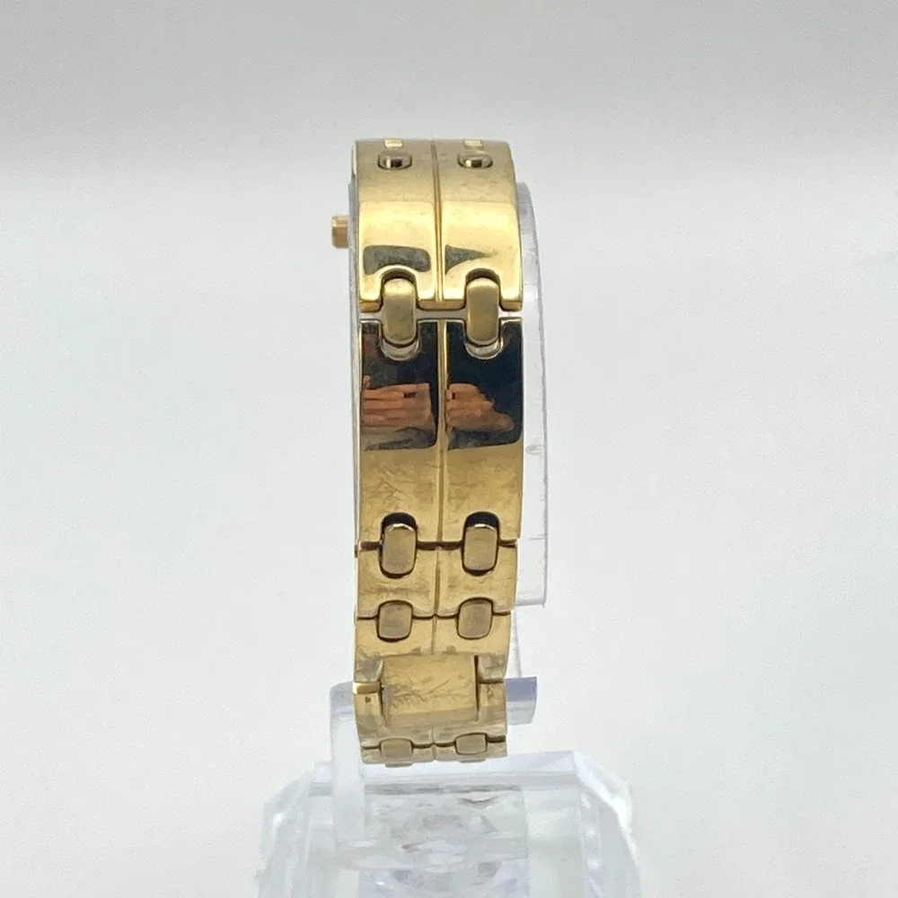 Timex Women's Tank Watch 17mm Gold Tone Crystals Petite New Battery 6.25